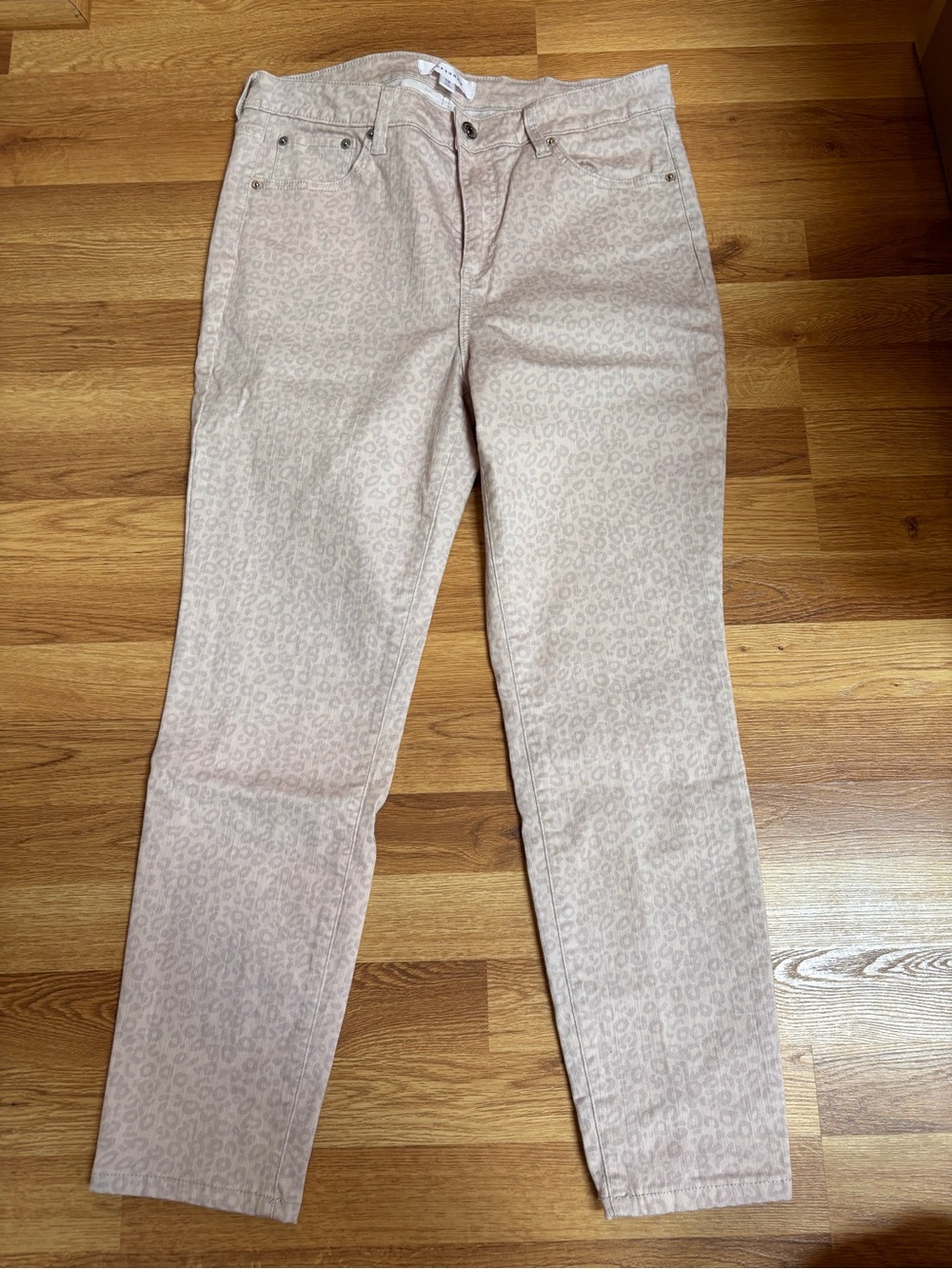 PopSugar Skinny Jeans Women’s Size 12 Light Pink Cheetah Print Leopard Print